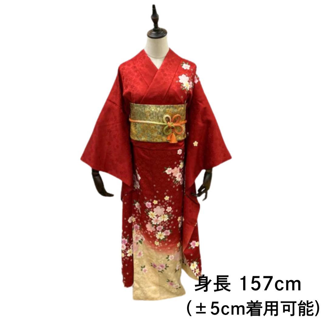≪お得品≫ 振袖セット 成人式 正絹 高級 古典柄 赤 S*117 ●