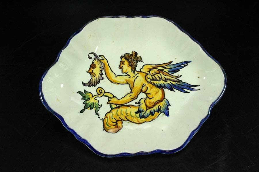 西洋骨董 阿蘭陀 菱皿 一対 時代物(K-A394)