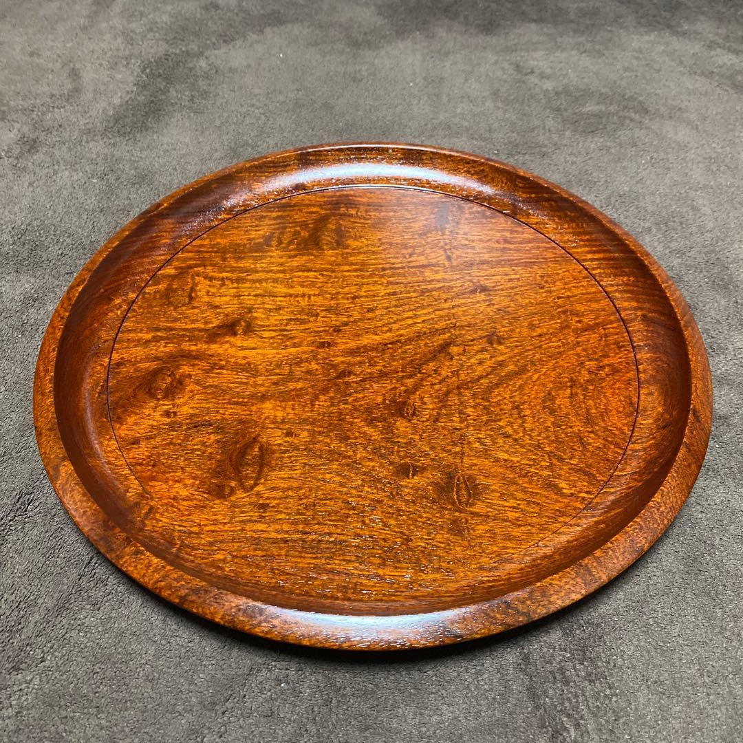 花梨　玉杢　浅盆　盆　トレー　30cm