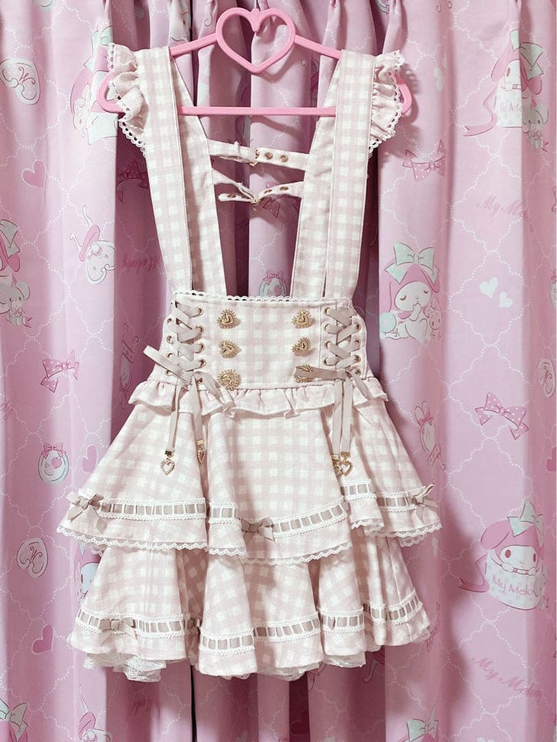 LIZLISA はしごリボンギンガムティアードスカパン ピンク