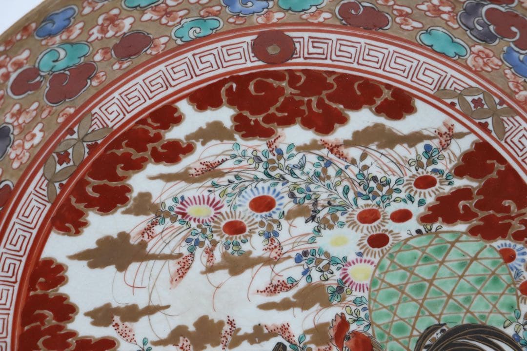 江戸　九谷焼　大皿　鶏　送料込み250506