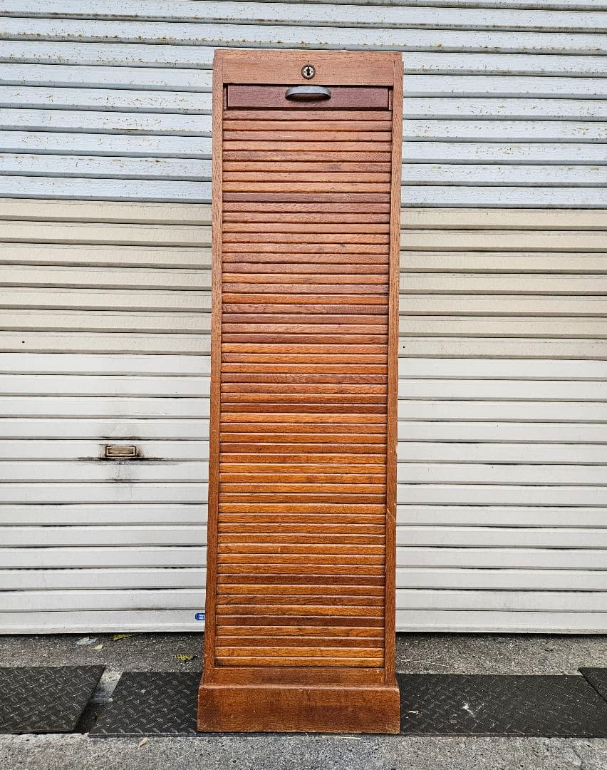 フランスアンティーク 蛇腹のファイルキャビネット 木製 飾り棚 下駄箱