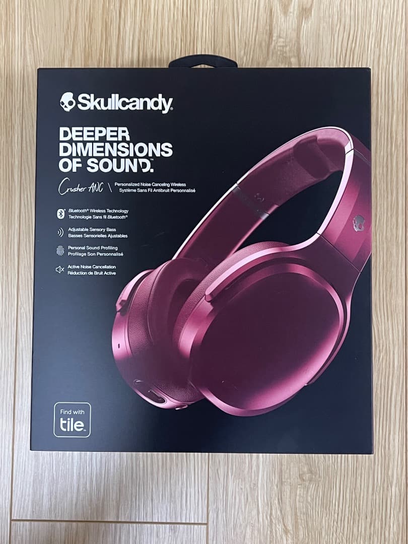 【美品】Skullcandy ワイヤレスヘッドホン レッド　重低音振動機能付き
