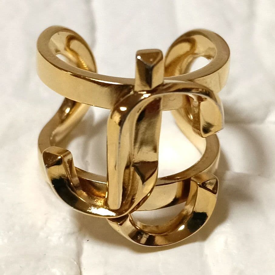 572【美品】JIMMY CHOO JCモノグラムリング 9号 箱 保存袋付き