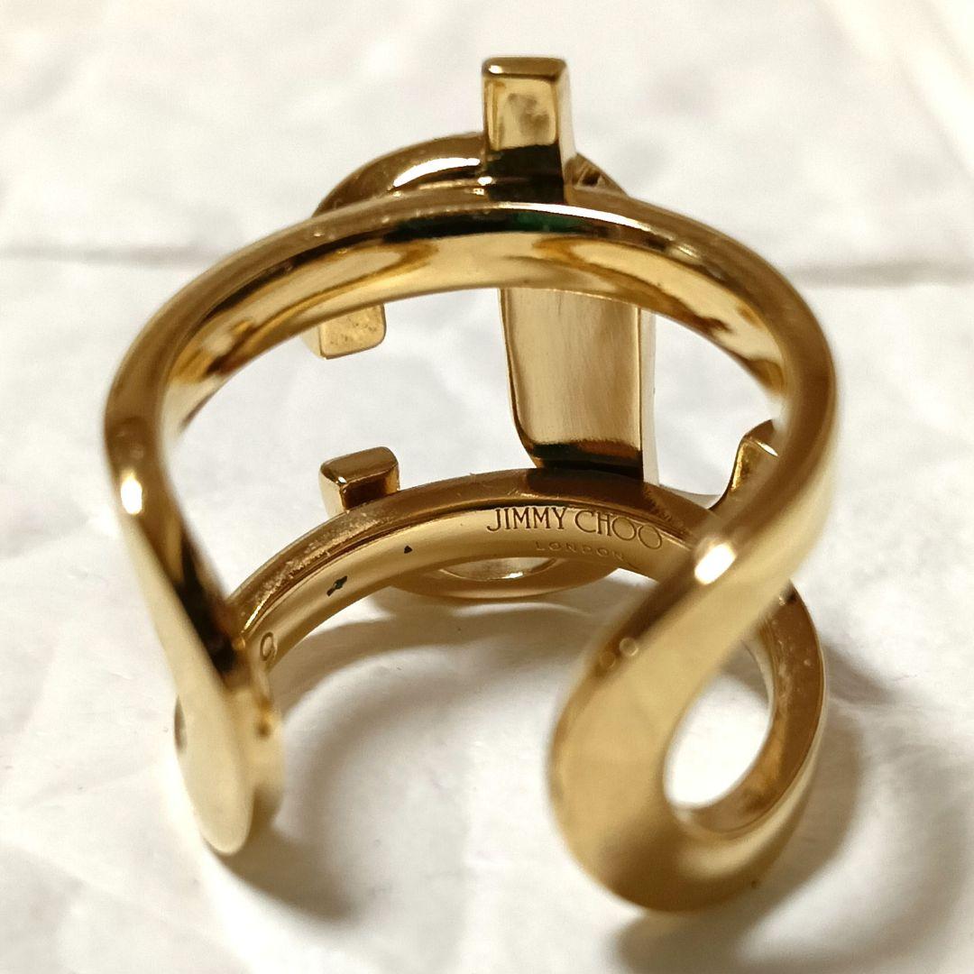 572【美品】JIMMY CHOO JCモノグラムリング 9号 箱 保存袋付き