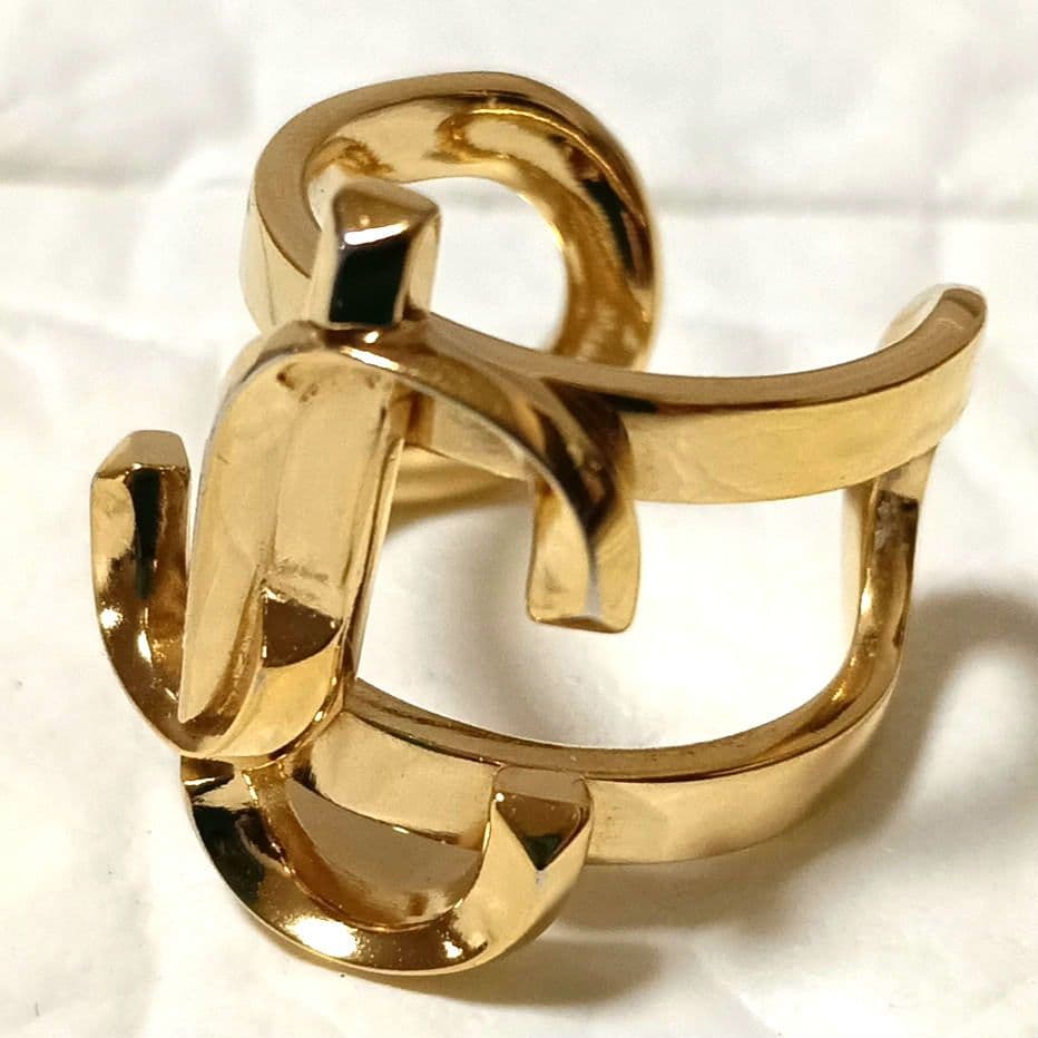 572【美品】JIMMY CHOO JCモノグラムリング 9号 箱 保存袋付き