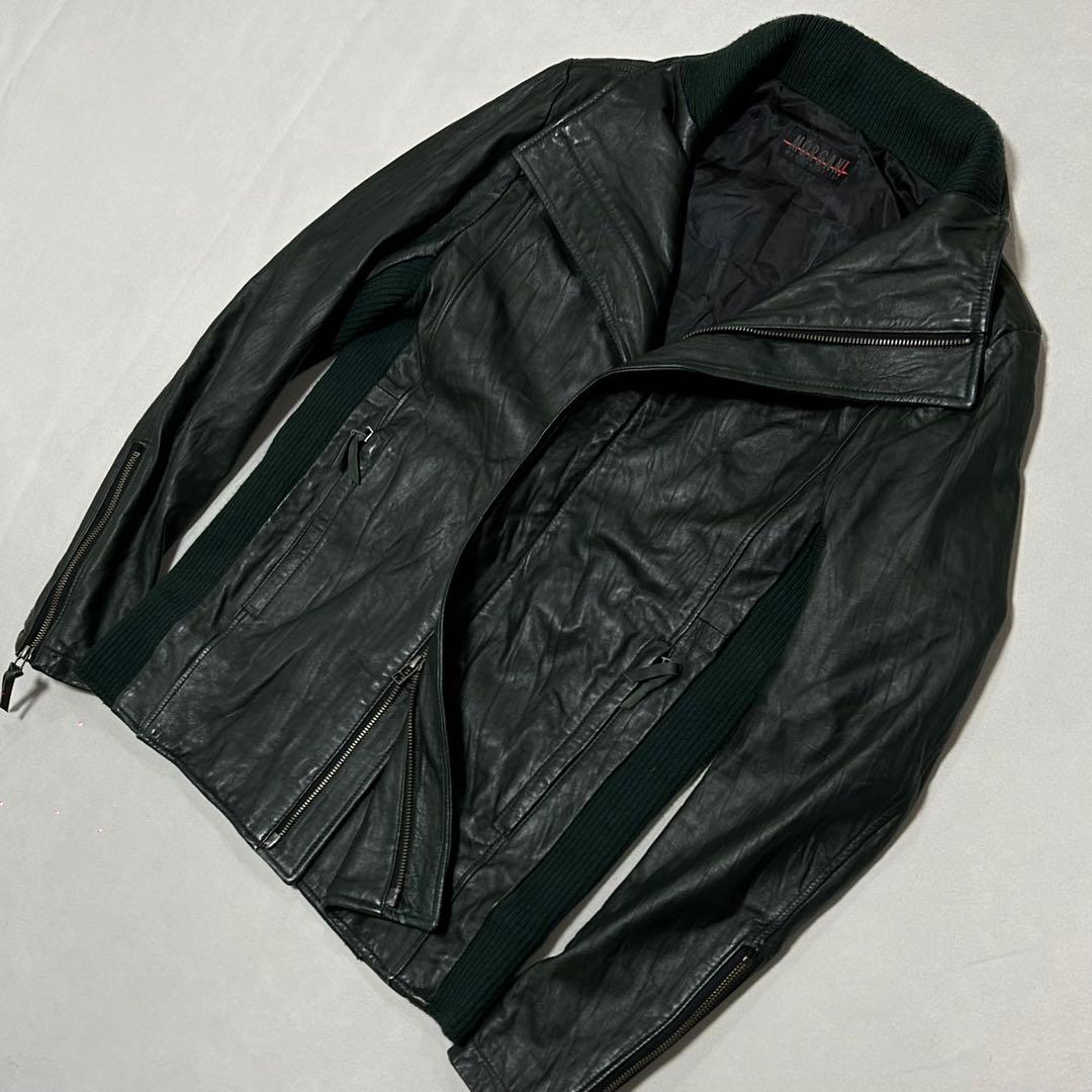 00s Morgan シープスキン レザー シングルライダース ダブルジップ