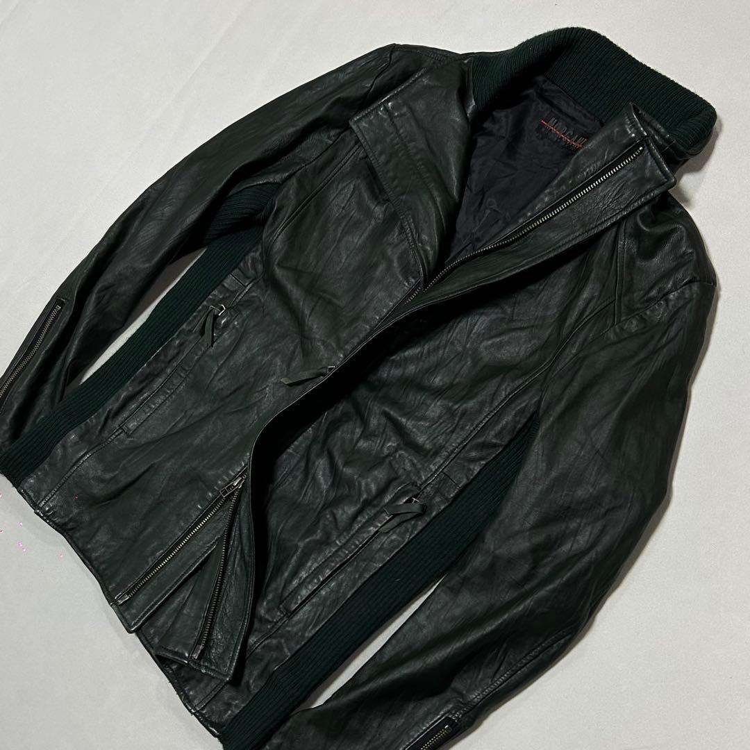 00s Morgan シープスキン レザー シングルライダース ダブルジップ