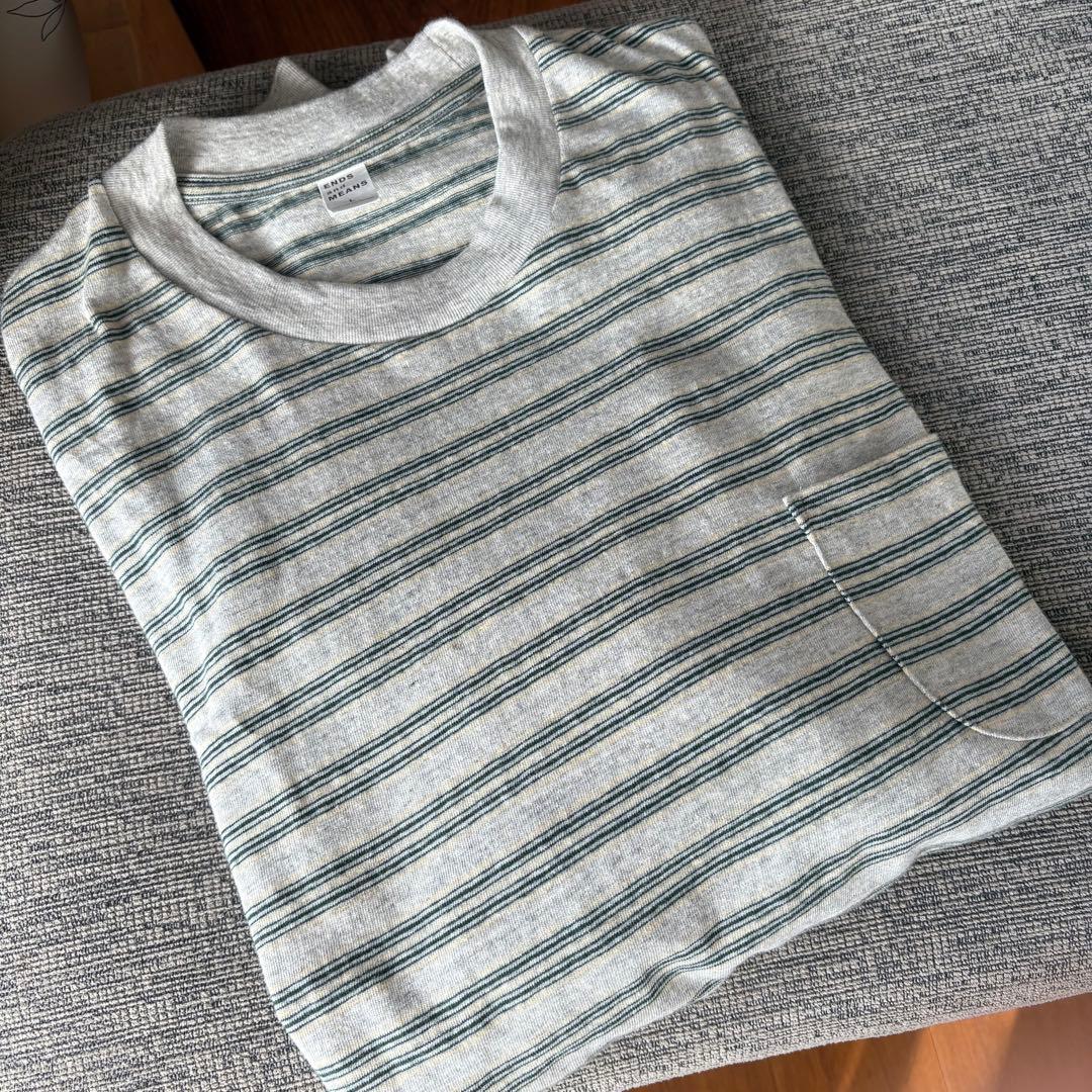 【日本製】ENDS and MEANS ストライプ長袖Tシャツ L