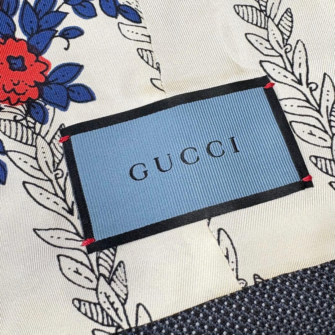 グッチ ジレ ベスト シルク100 ウール 切替 総柄 イタリア製 グレー 46