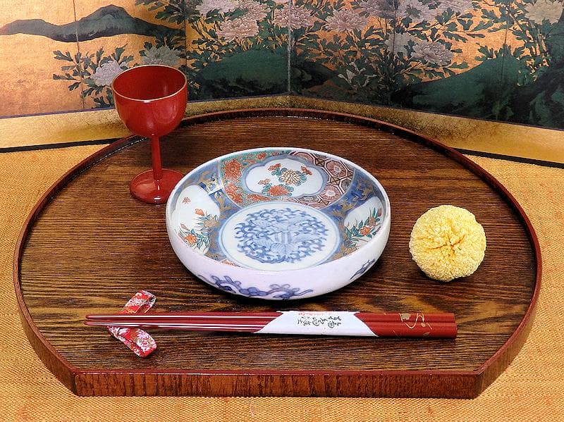 古伊万里　色絵　窓絵　菊に桔梗の図　膾皿　５客　C001AS-CWa