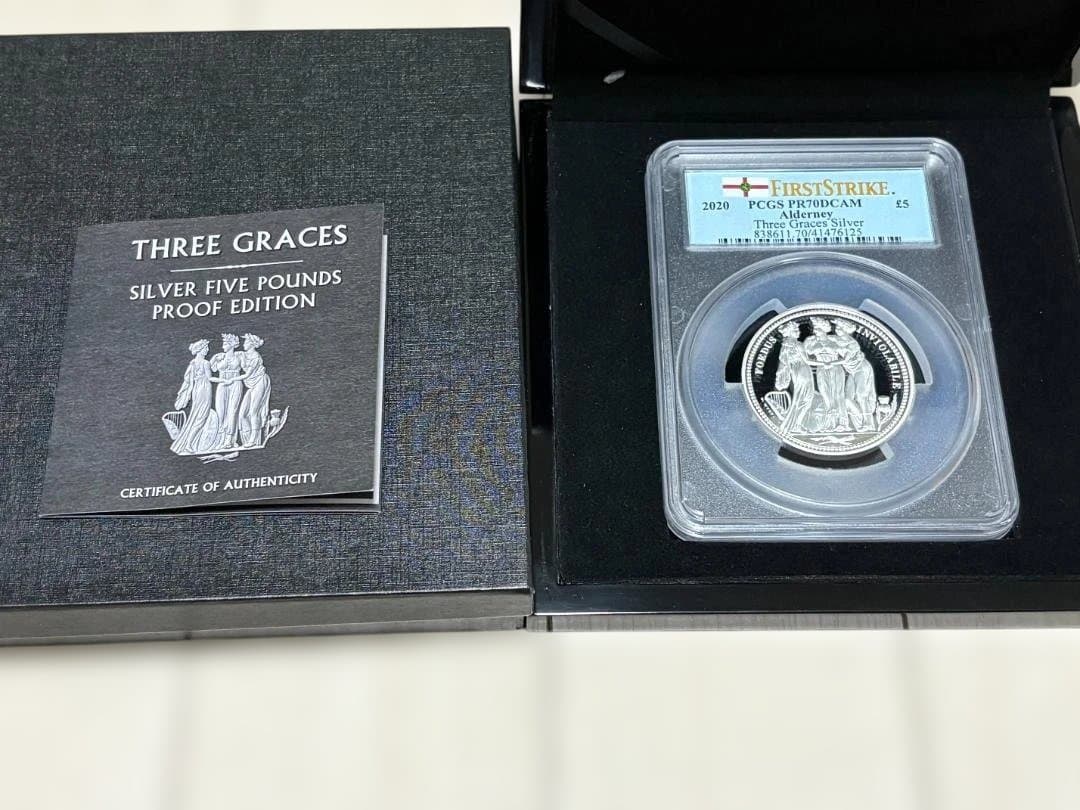 【最高鑑定】オルダニー島発行 2020年 5ポンド銀貨 スリーグレーセス