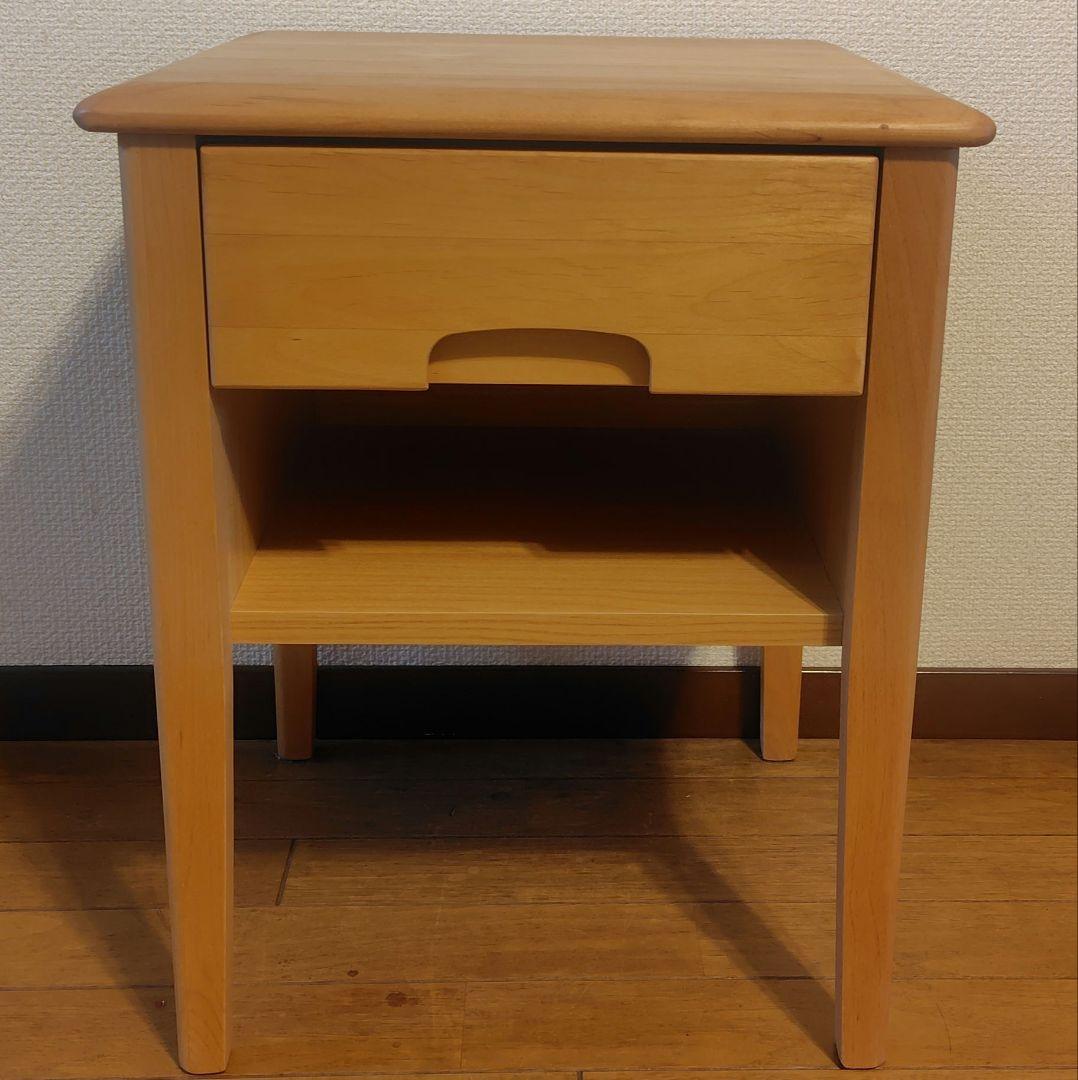 天然木サイドテーブル 、ナイトテーブル