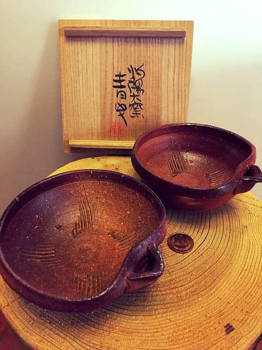 新品未使用☆備前焼 穴窯 森 青史 片口 酒器 共箱 骨董 古美術