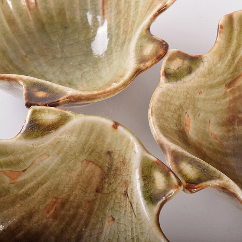 和食器　尾張　御深井焼焼　貝形向付　五客　時代箱付　M　R8097