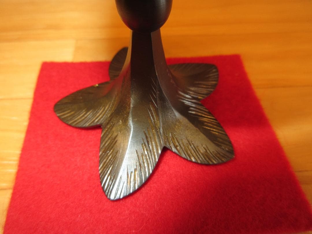 送料込【逢絢亭】茶道具 蓋置 唐銅 砂張 衝羽根の形 黒瀬宗康 共箱入り