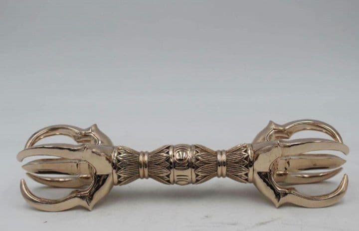 チベット密教法器 馬頭金剛杵 五鈷杵 仏具 真鍮製 13.5cm