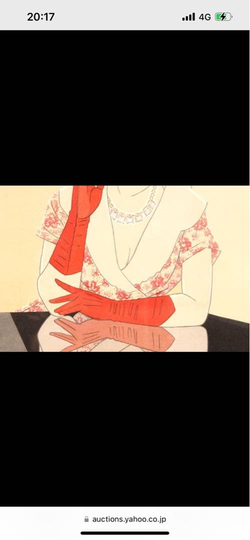 浮世絵 女性の肖像 赤い手袋