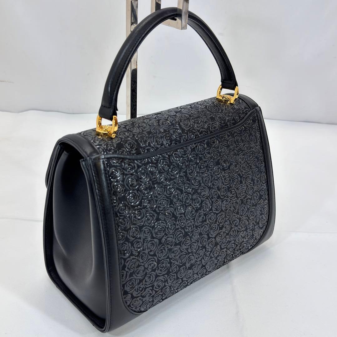 印傳屋 和装バッグ 鹿革 漆塗り ローズ 薔薇柄 フォーマルバッグ 冠婚葬祭