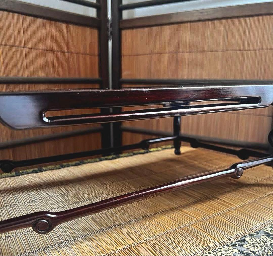 時代木 装飾透かし 四足 紫丹 花台 香台 盆栽台