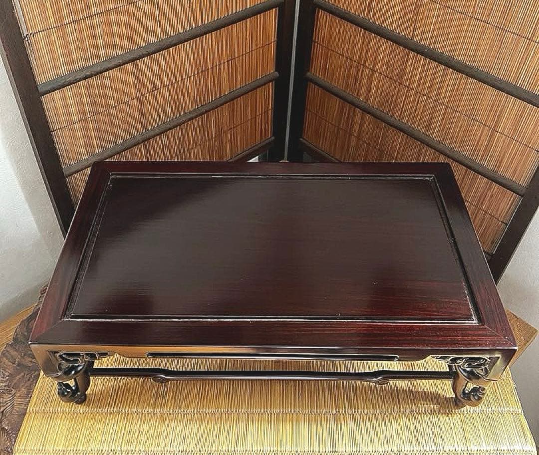 時代木 装飾透かし 四足 紫丹 花台 香台 盆栽台