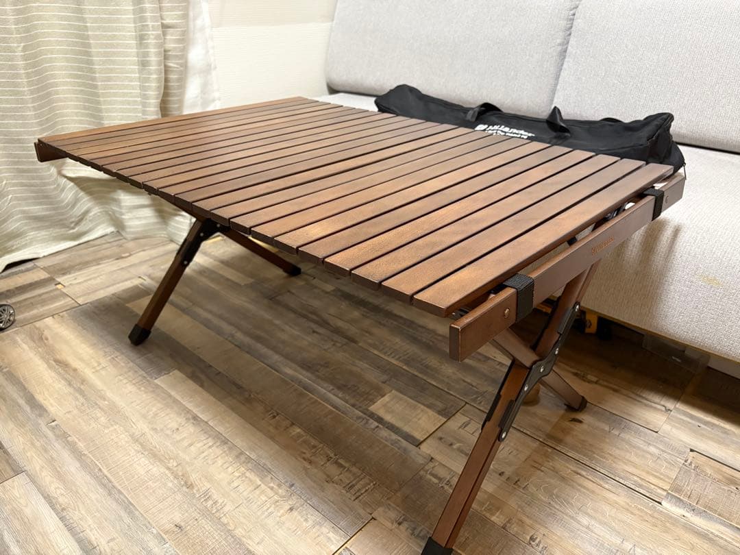 サイドテーブル付　ハイランダー　ウッドロールテーブル　90センチ