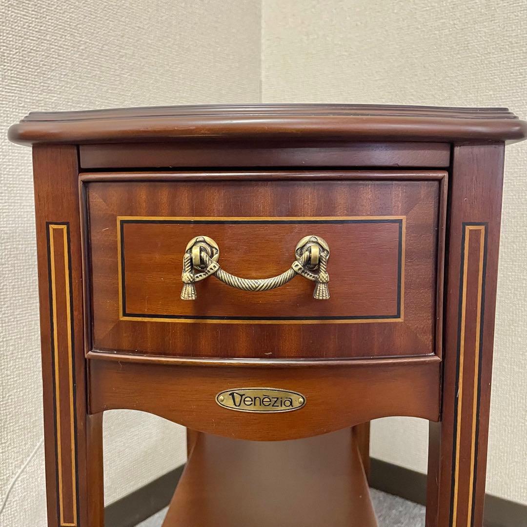 【良品】Venezia サイドテーブル 引出し付 クラシック調