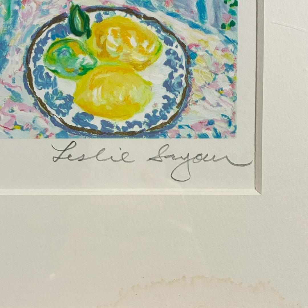 レスリー・セイヤー「ハッピー・リリーズ」シルクスクリーン 直筆サイン入 額縁入り