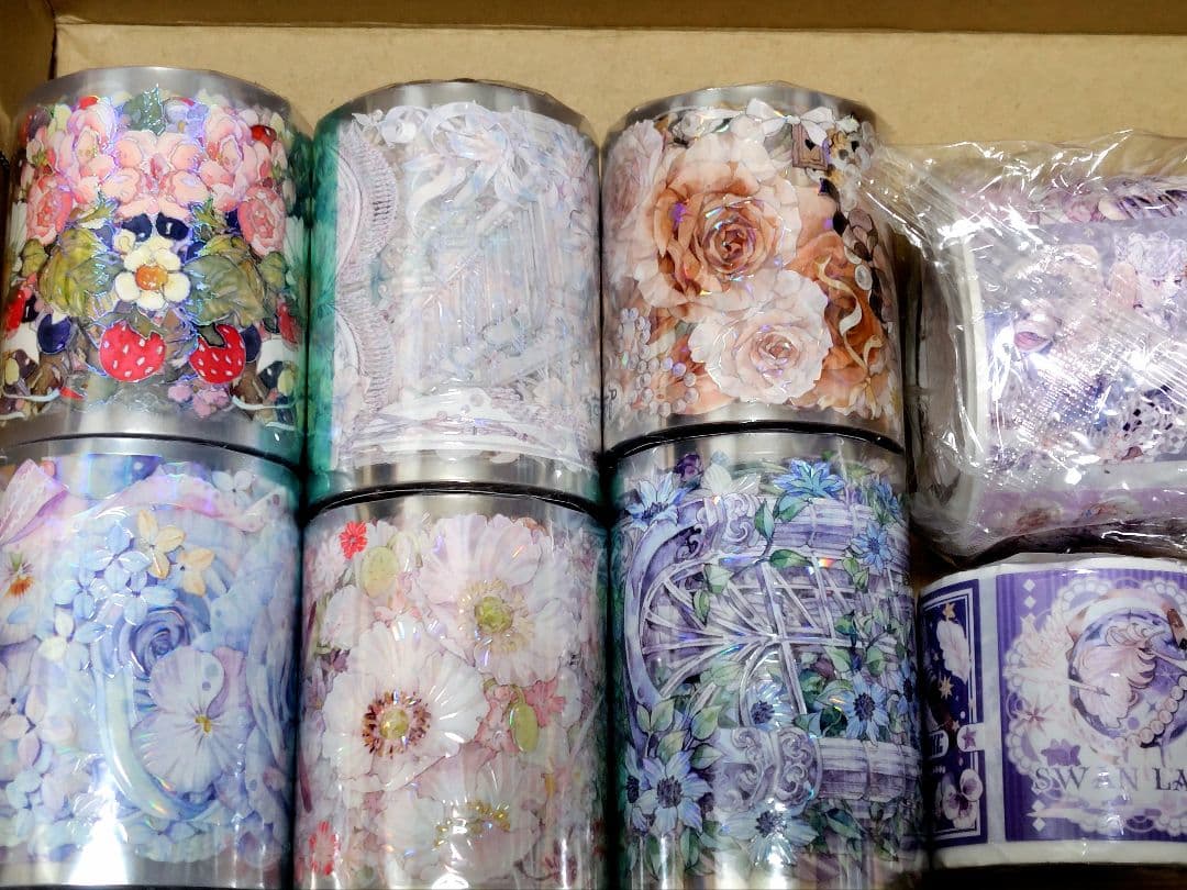 巻売 ステッカー セット★ 海外 マスキングテープ マステ PET 装飾 花 ⑥