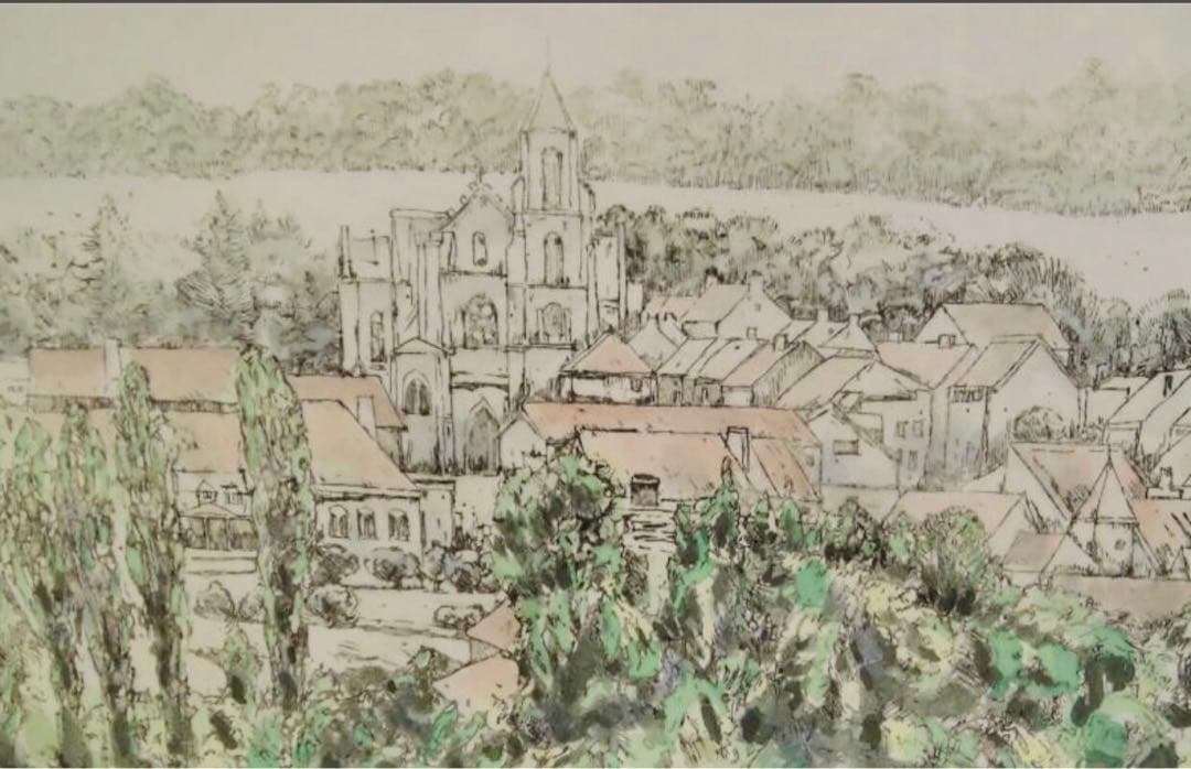 文部大臣賞作家　曽根浩二　セーヌ川遠望　リトグラフ 2/50 46x56 銅版画