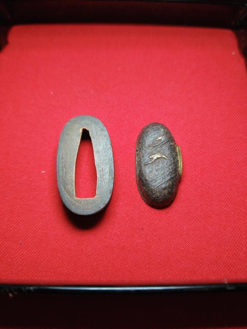 鉄地 雁図 縁頭 金色絵 拵 日本刀 刀装具 骨董 古美術