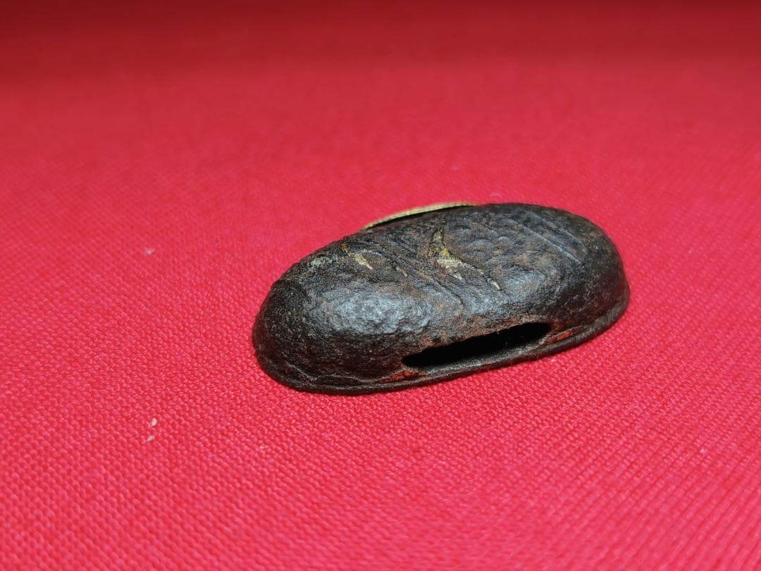 鉄地 雁図 縁頭 金色絵 拵 日本刀 刀装具 骨董 古美術