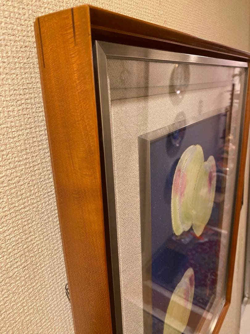 池田道夫 「桃」 日本画6号 真作 額装