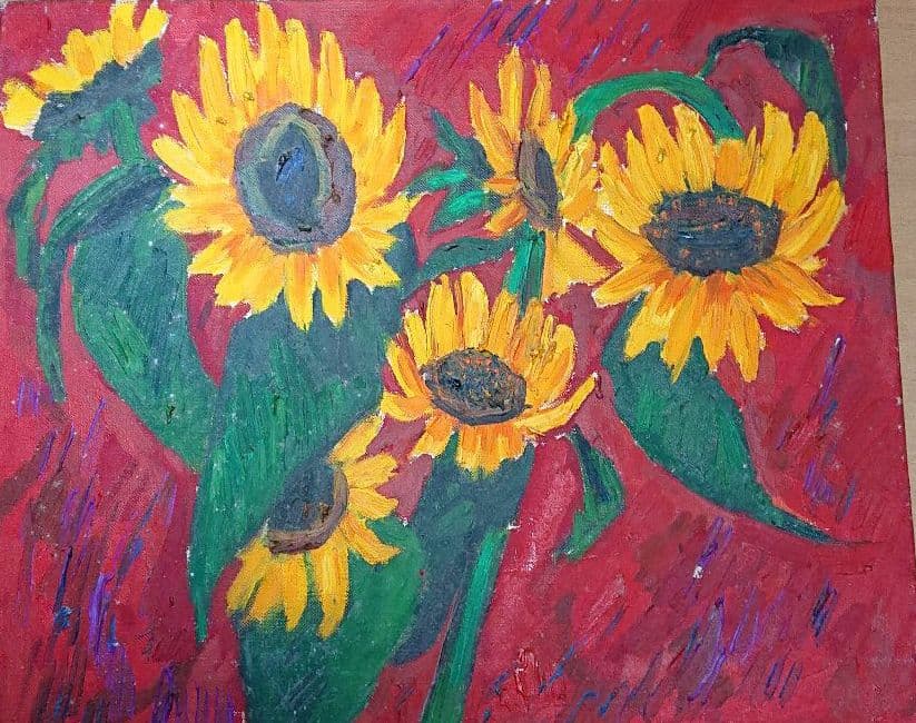 松下和代 作 油絵 ひまわり