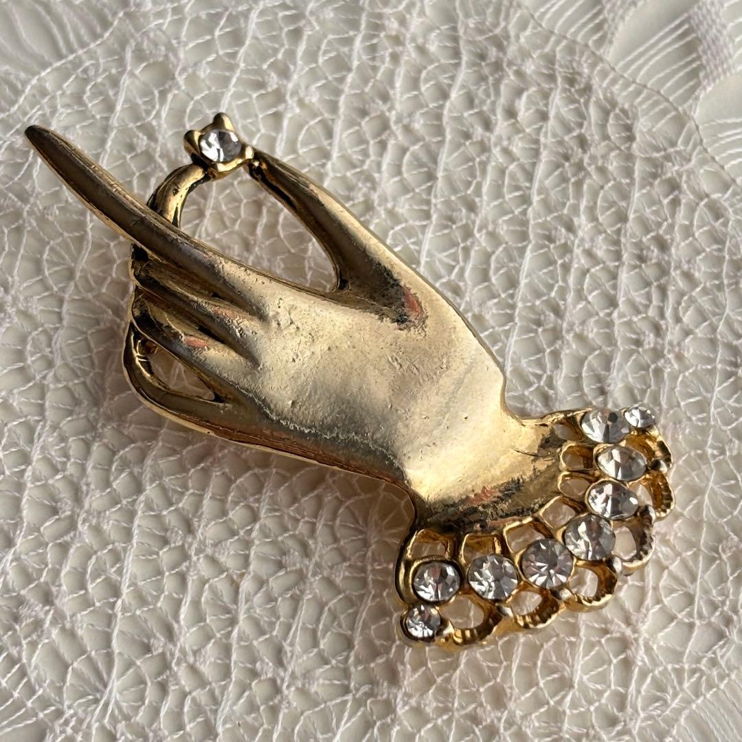 【美品】フランス 50’s クラシカル ブローチ ヴィンテージ 貴婦人 ストーン