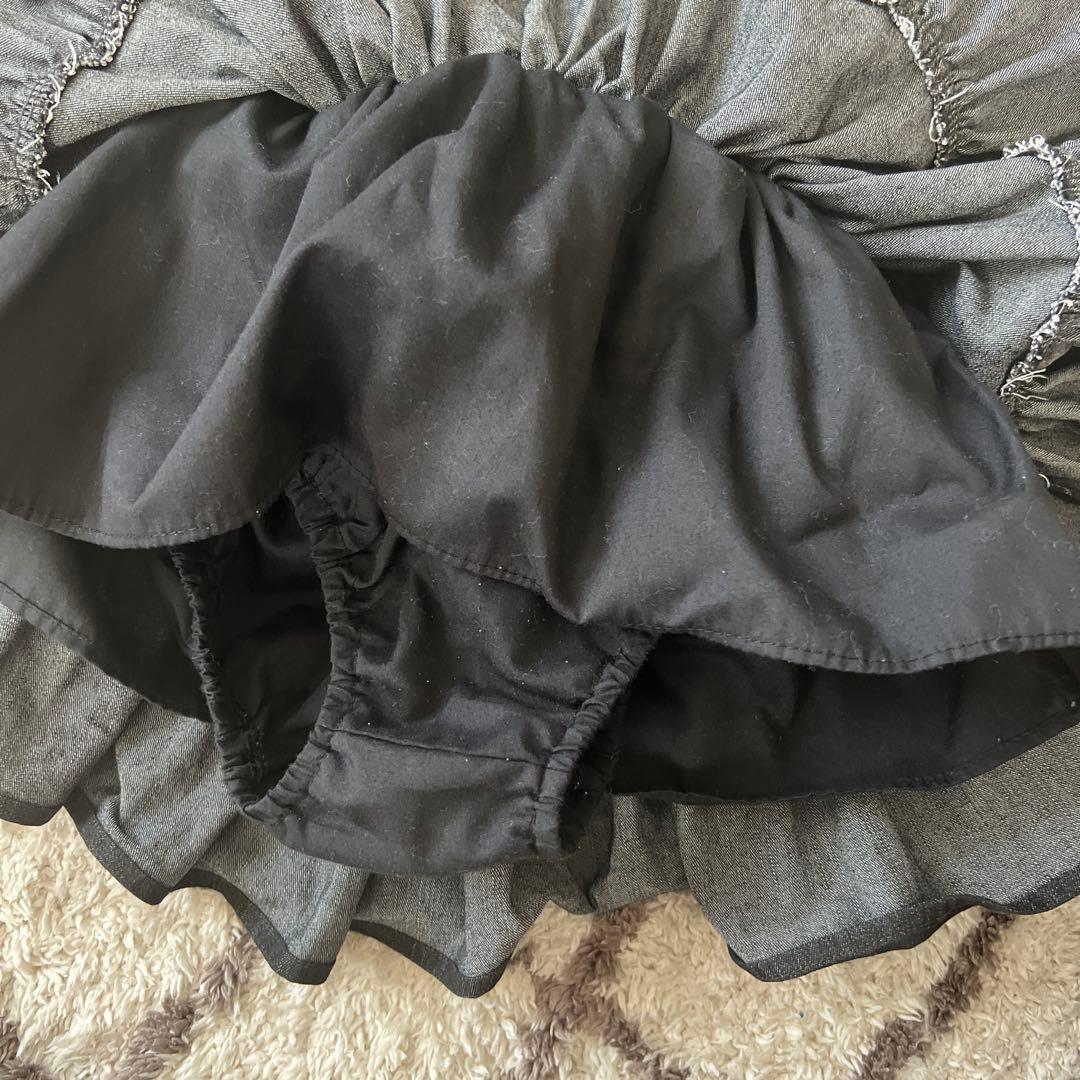 スカート wonny ribbon Black denim skirt M