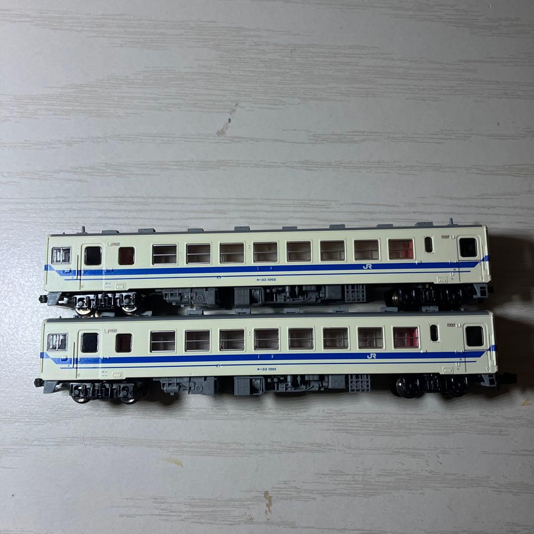 マイクロエース　キハ33 アイボリー・青帯　モーター無し2両セット　ジャンク品