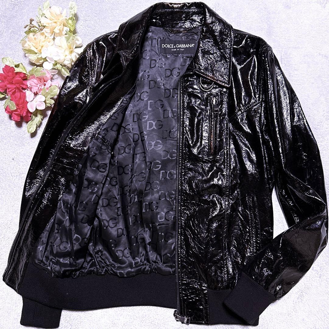 松本潤着用【極美品】ドルチェ&ガッバーナ シープスキン パテントレザー ブルゾン