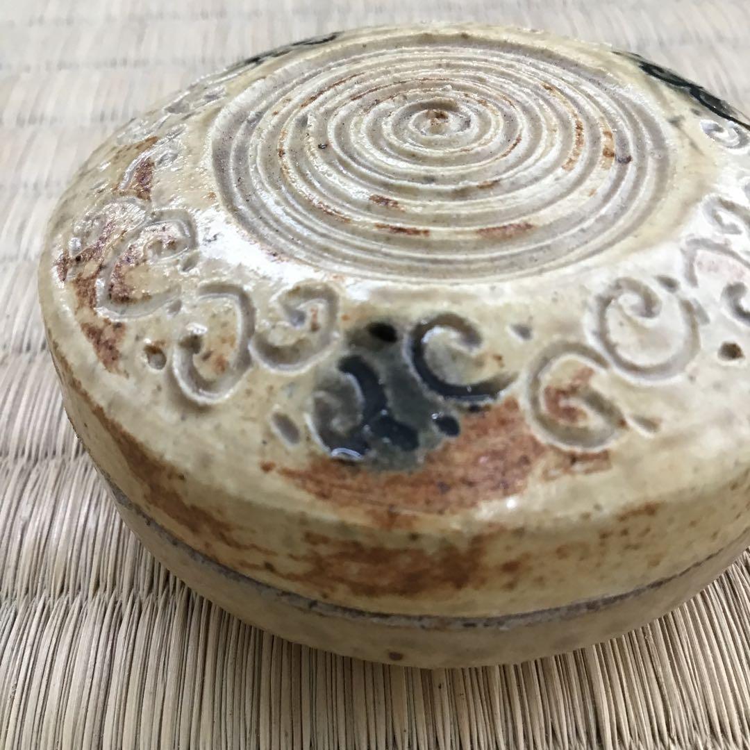 茶道具　香合　黄瀬戸干支巳香合　洞窯十五世　水野家康作　共箱　S77KGA