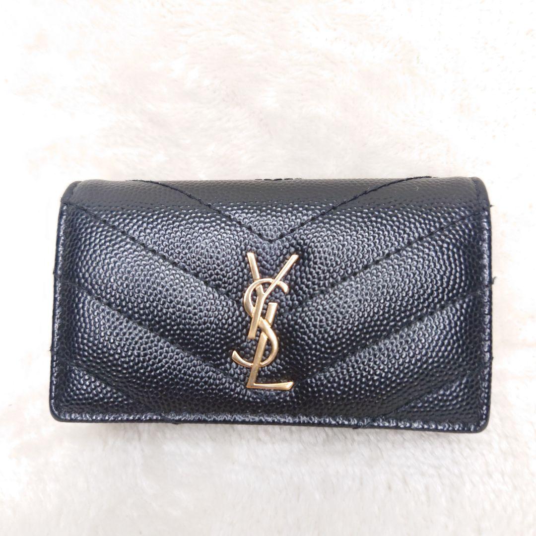 【極美品】サンローラン カサンドラ スリムキーケース 4連 YSLロゴ ブラック