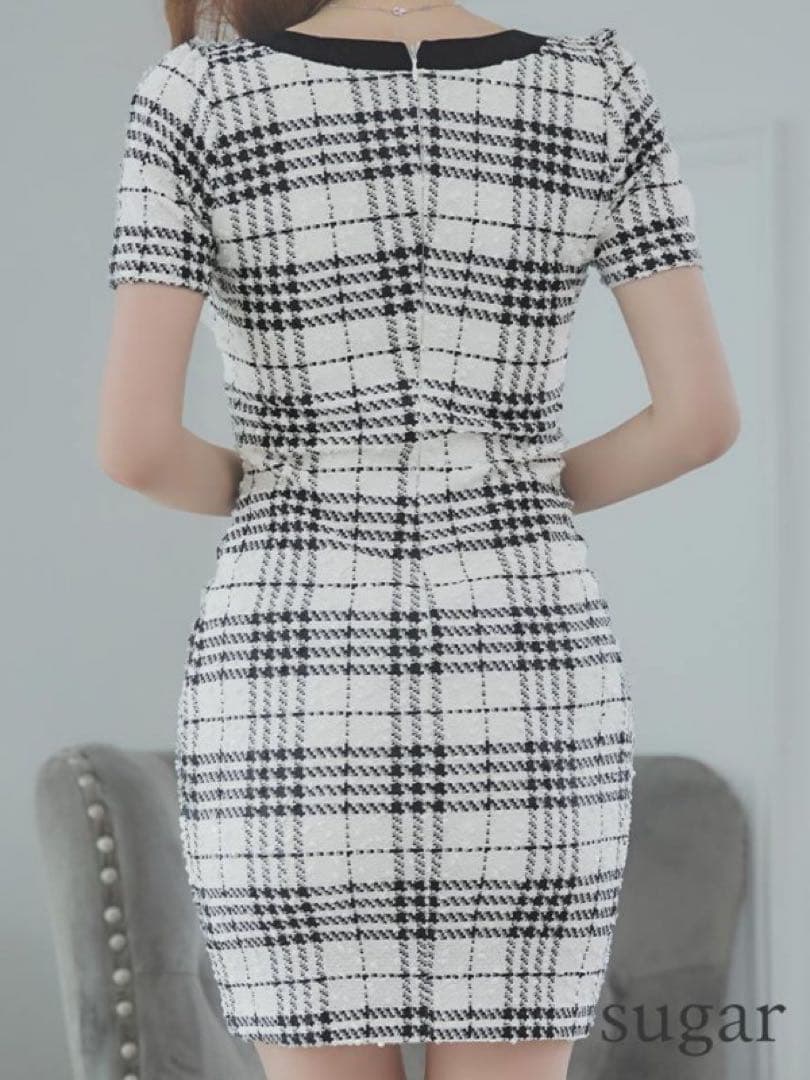 【an／アン】1万円割引！！半袖ワンピース／チェック・タイト・キャバドレス
