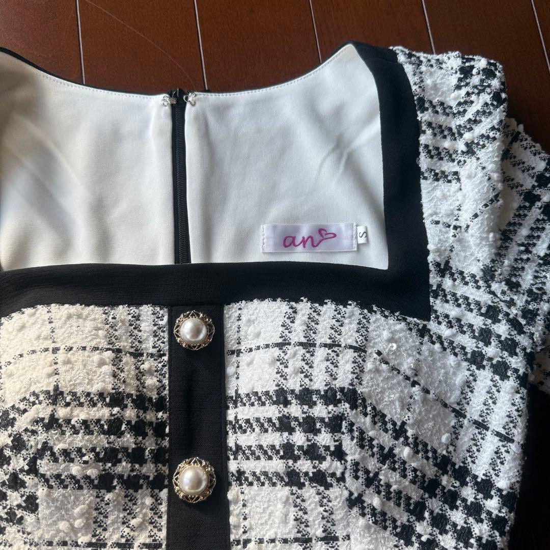 【an／アン】1万円割引！！半袖ワンピース／チェック・タイト・キャバドレス