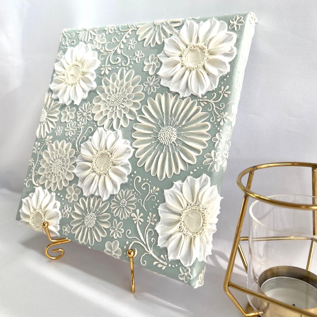 テクスチャーアート　絵画　インテリアアート　花　立体　絵　花の絵　アート　パネル