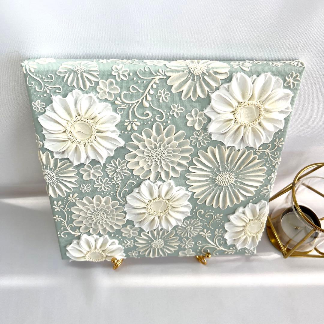 テクスチャーアート　絵画　インテリアアート　花　立体　絵　花の絵　アート　パネル