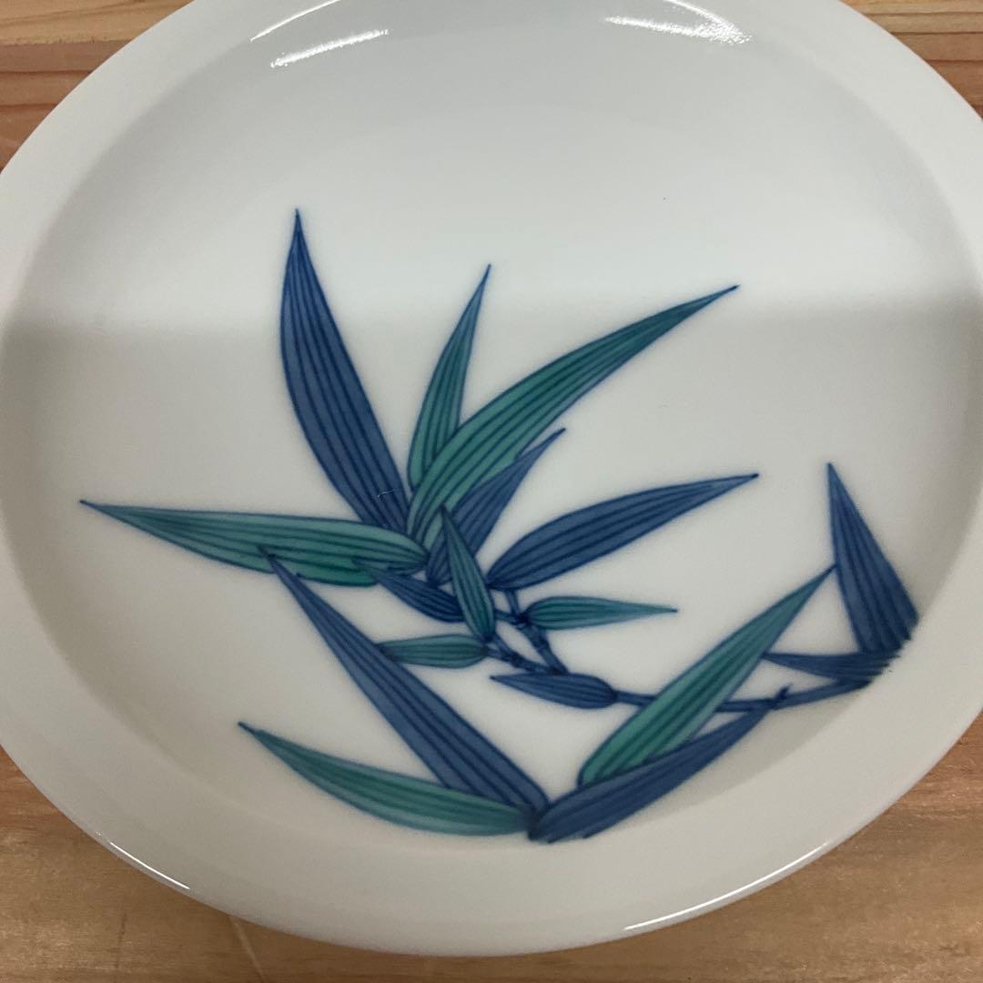 １３代今泉今右衛門　染錦笹紋銘々皿　4客