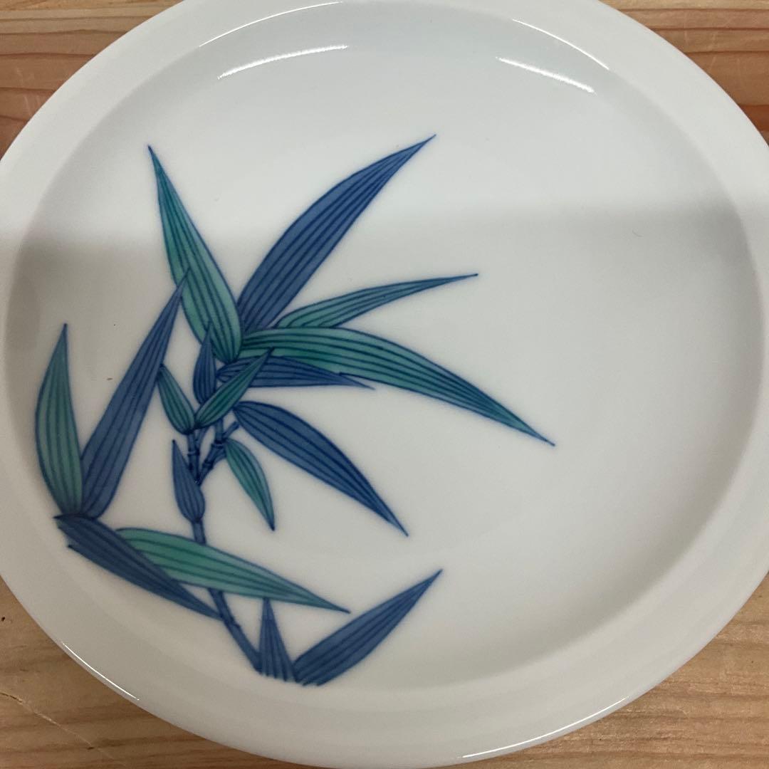 １３代今泉今右衛門　染錦笹紋銘々皿　4客