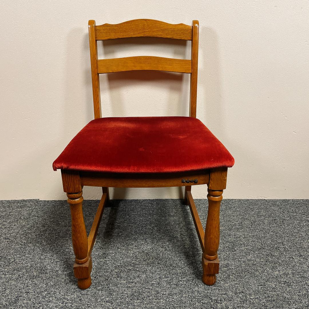 美品　浜本工芸　レトロ　アンティーク 木製チェア 赤
