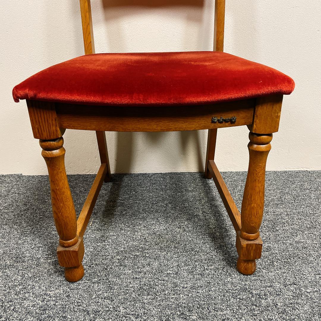 美品　浜本工芸　レトロ　アンティーク 木製チェア 赤