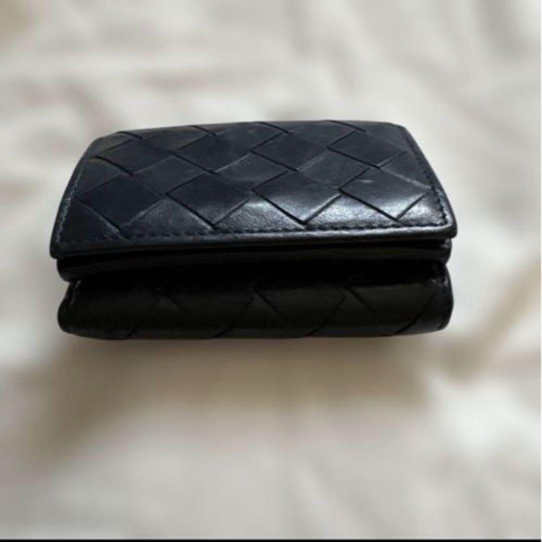 ボッテガヴェネタ　イントレチャート 三つ折りウォレット　ネイビー　ブラウン