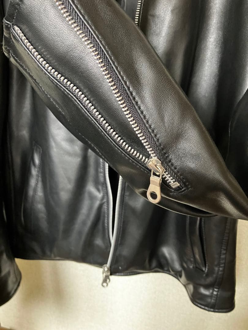 空*様 美品 nano・universe 羊革ライダース M ブラック 男女兼用